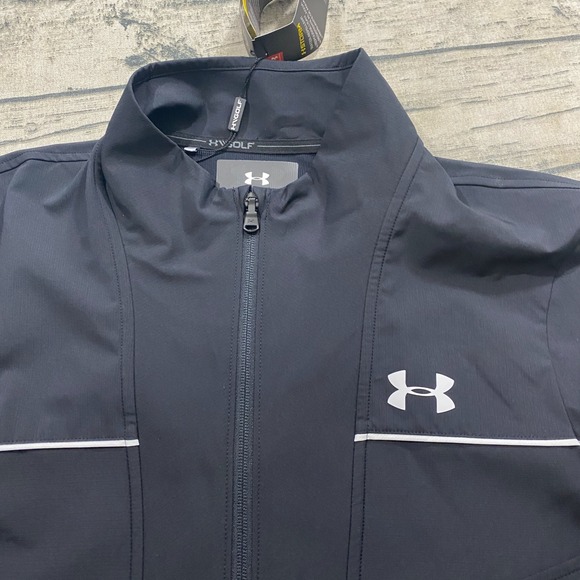 Under Armour Mens M Loose Windstrike Storm Full Zip Jacket Golf Black $100 - Picture 4 of 12